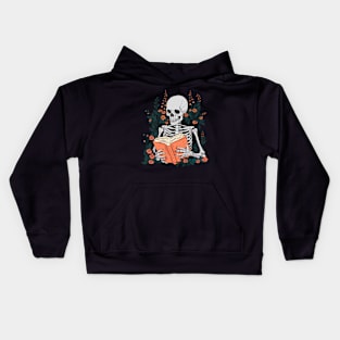 Book Aesthetic Skeleton, Reading til death. Kids Hoodie